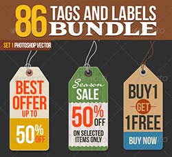 86个精品皮纹标签和标牌模板：86 Tags and Labels Bundle
